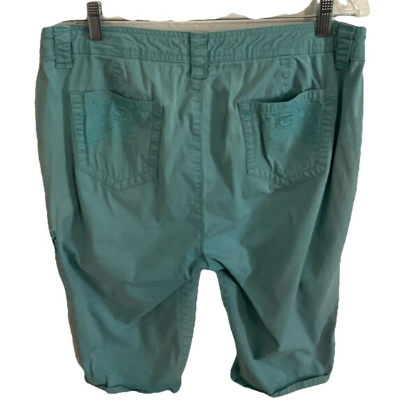 Gloria Vanderbilt Capris 16 Turquoise Green Cargo Pants Skimmer drawstring Ankle - Picture 3 of 4
